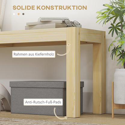 2-Seater Wooden Bench Country-style Kitchen Bench for Living Room, Kitchen, Entrance, Pine Wood, Supports up to 240 kg, 120 x 33 x 45 cm, Natural