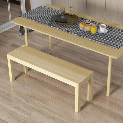 2-Seater Wooden Bench Country-style Kitchen Bench for Living Room, Kitchen, Entrance, Pine Wood, Supports up to 240 kg, 120 x 33 x 45 cm, Natural