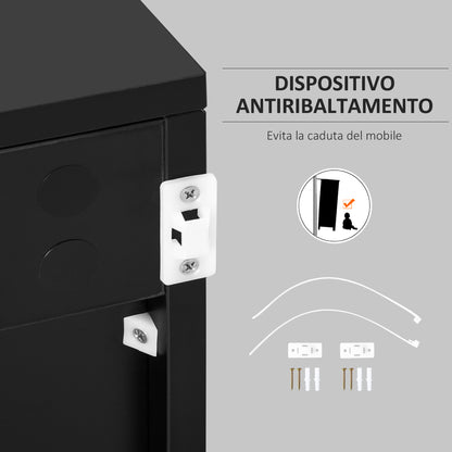 Cabinet with 2 Drawers and 2 Doors, Push-Open Design, Cabinet with 2 Drawers and 2 Doors for Home and Office, 79x36x74cm, Matte Black