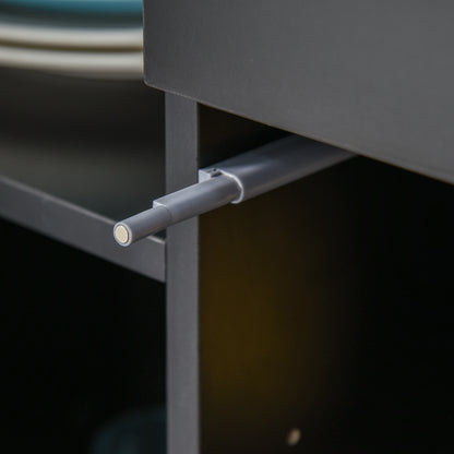 Cabinet with 2 Drawers and 2 Doors, Push-Open Design, Cabinet with 2 Drawers and 2 Doors for Home and Office, 79x36x74cm, Matte Black