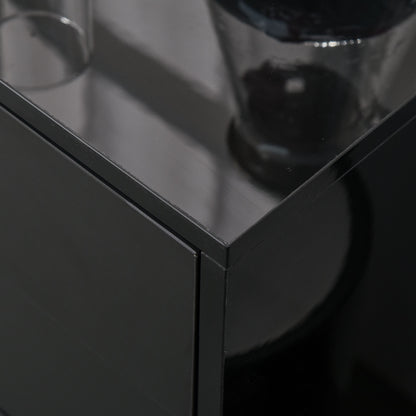 Cabinet with 2 Drawers and 2 Doors, Push-Open Design, Cabinet with 2 Drawers and 2 Doors for Home and Office, 79x36x74cm, Matte Black