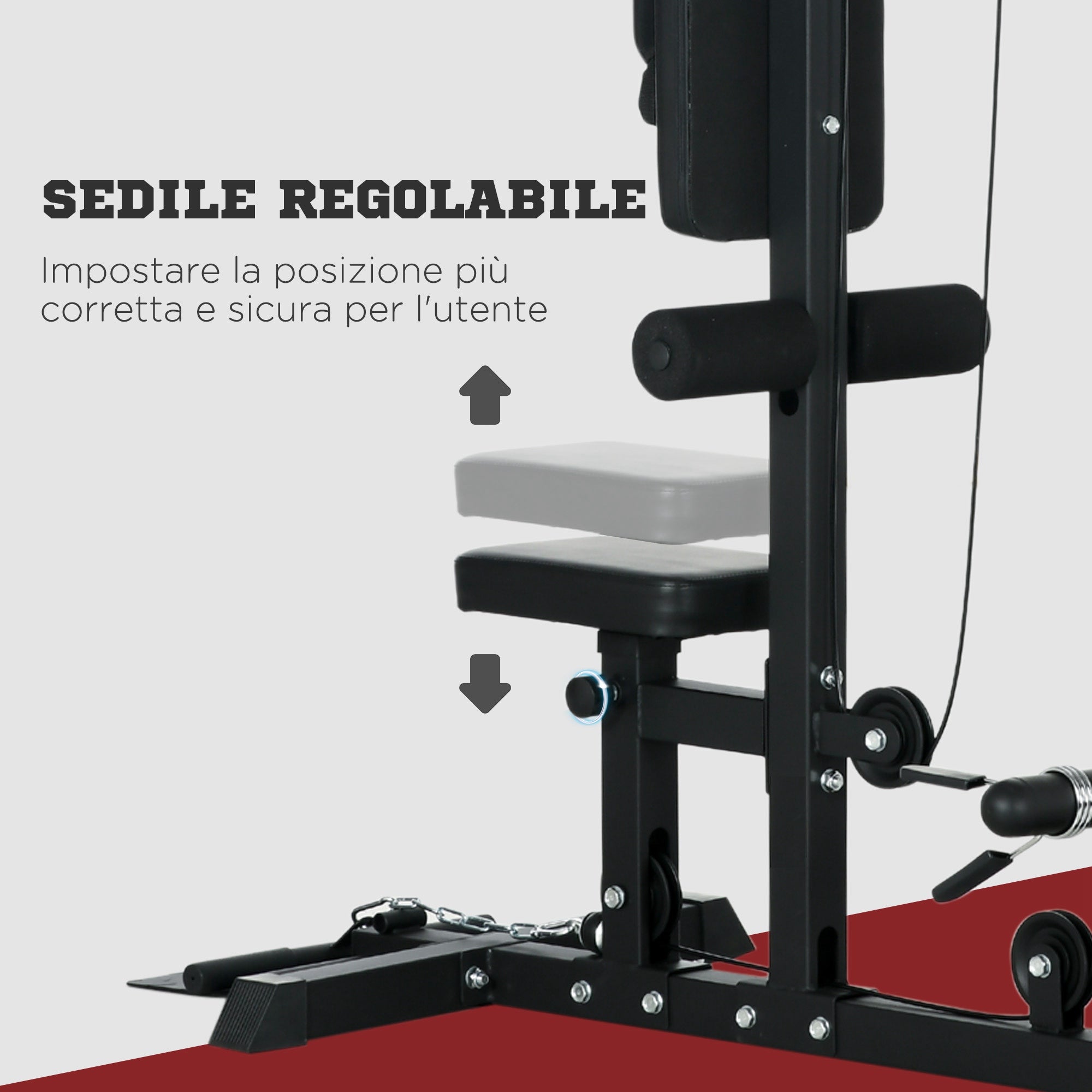 SPORTNOW Multifunction Fitness Station, Power Tower with Lat Machine, Adjustable Height Seat, Back Extension and Weight Plate Support, 140x108x197 cm, Black