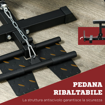 SPORTNOW Multifunction Fitness Station, Power Tower with Lat Machine, Adjustable Height Seat, Back Extension and Weight Plate Support, 140x108x197 cm, Black