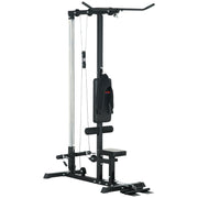 SPORTNOW Multifunction Fitness Station, Power Tower with Lat Machine, Adjustable Height Seat, Back Extension and Weight Plate Support, 140x108x197 cm, Black