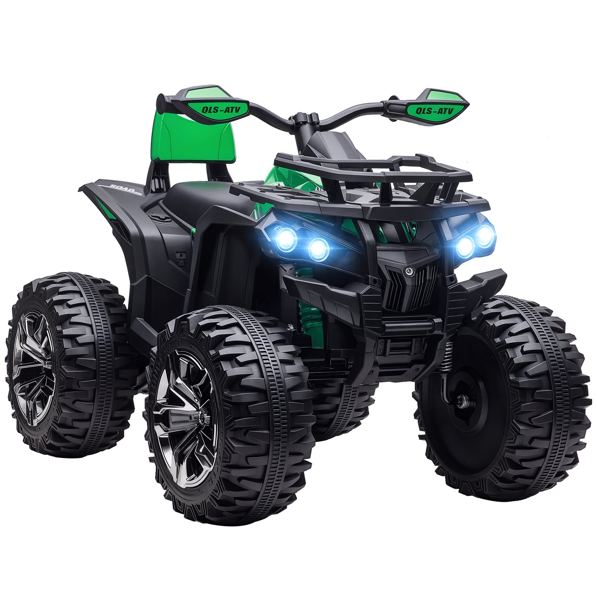 Electric Quad for Kids, 12V 10Ah Kids Quad with Forward, Reverse Function, 2 Motors, USB Connection, MP3 Music Player, Kids Vehicle with Headlights 3-8 km/h, for 3-5 Years, Green