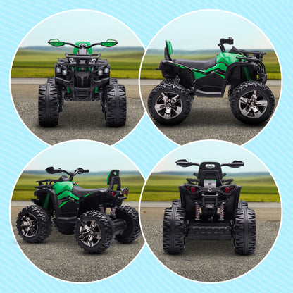 Electric Quad for Kids, 12V 10Ah Kids Quad with Forward, Reverse Function, 2 Motors, USB Connection, MP3 Music Player, Kids Vehicle with Headlights 3-8 km/h, for 3-5 Years, Green