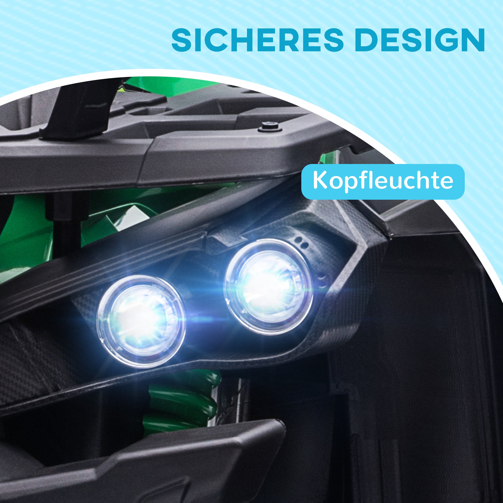 Electric Quad for Kids, 12V 10Ah Kids Quad with Forward, Reverse Function, 2 Motors, USB Connection, MP3 Music Player, Kids Vehicle with Headlights 3-8 km/h, for 3-5 Years, Green