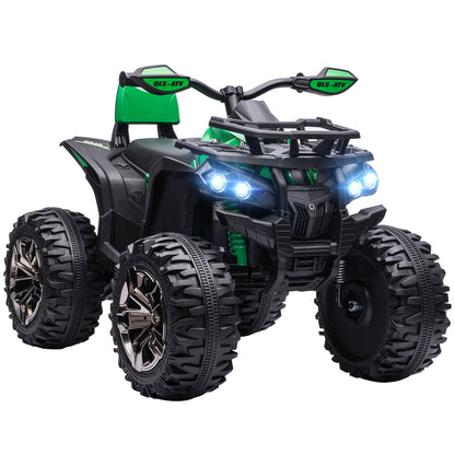 Electric Quad for Kids, 12V 10Ah Kids Quad with Forward, Reverse Function, 2 Motors, USB Connection, MP3 Music Player, Kids Vehicle with Headlights 3-8 km/h, for 3-5 Years, Green