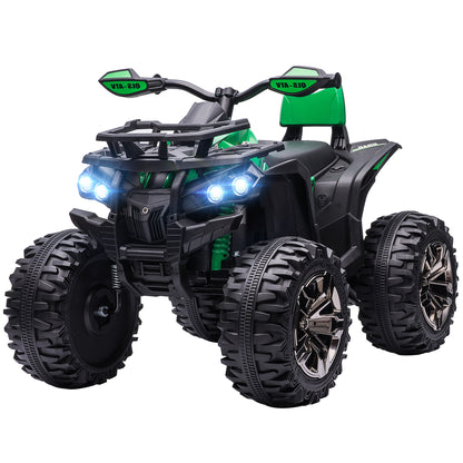 Electric Quad for Kids, 12V 10Ah Kids Quad with Forward, Reverse Function, 2 Motors, USB Connection, MP3 Music Player, Kids Vehicle with Headlights 3-8 km/h, for 3-5 Years, Green