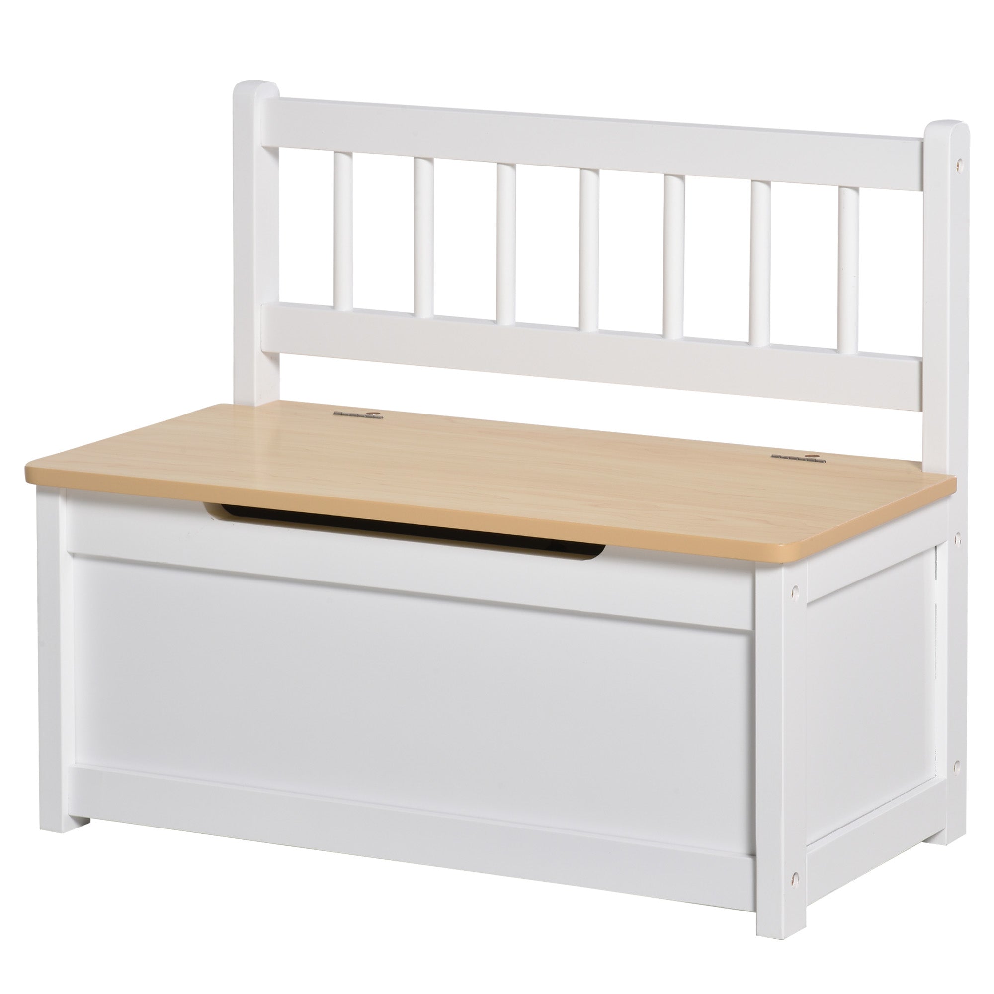 Toy Chest Storage Bench for Kids with Backrest and Cushioned Lid Load 40 kg for Playrooms Bedroom 60x30x50 cm White