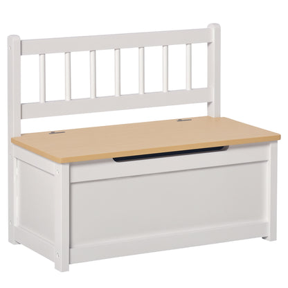 Toy Chest Storage Bench for Kids with Backrest and Cushioned Lid Load 40 kg for Playrooms Bedroom 60x30x50 cm White