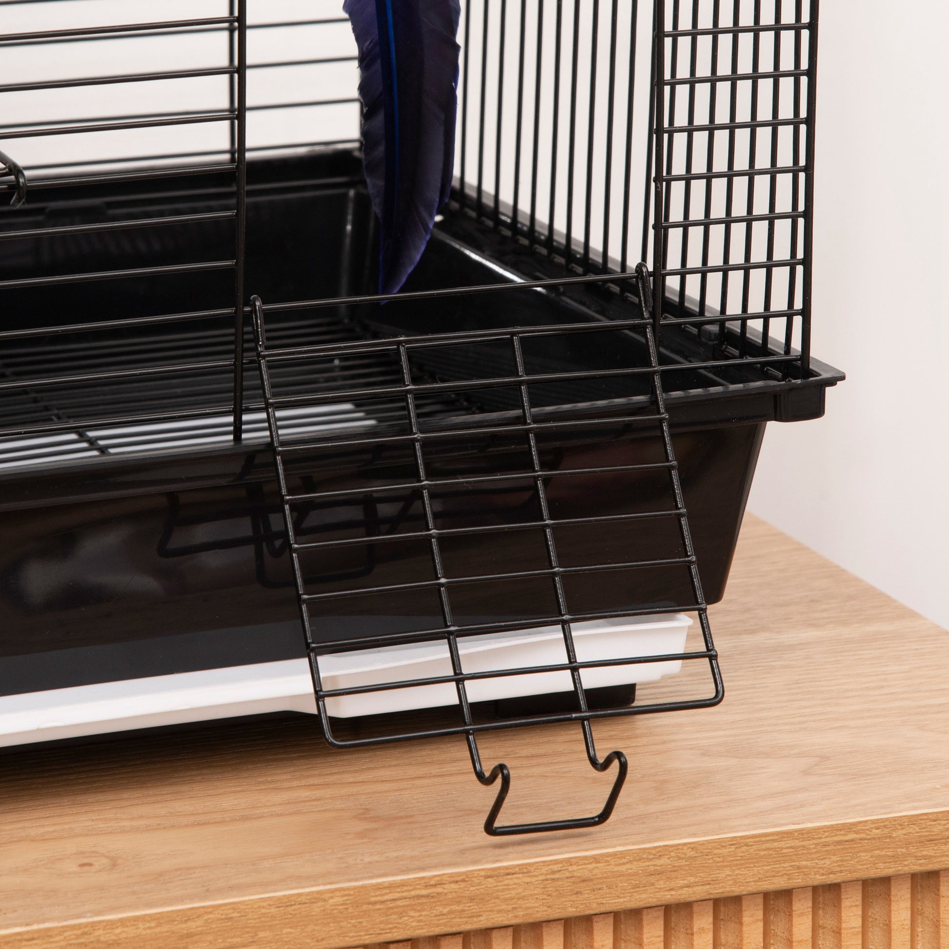 Bird Cage 39x33x47 cm Metal Birdhouse with 3 Doors 2 Feeders 2 Perches Swing Removable Tray and Transport Handle for Canaries Black