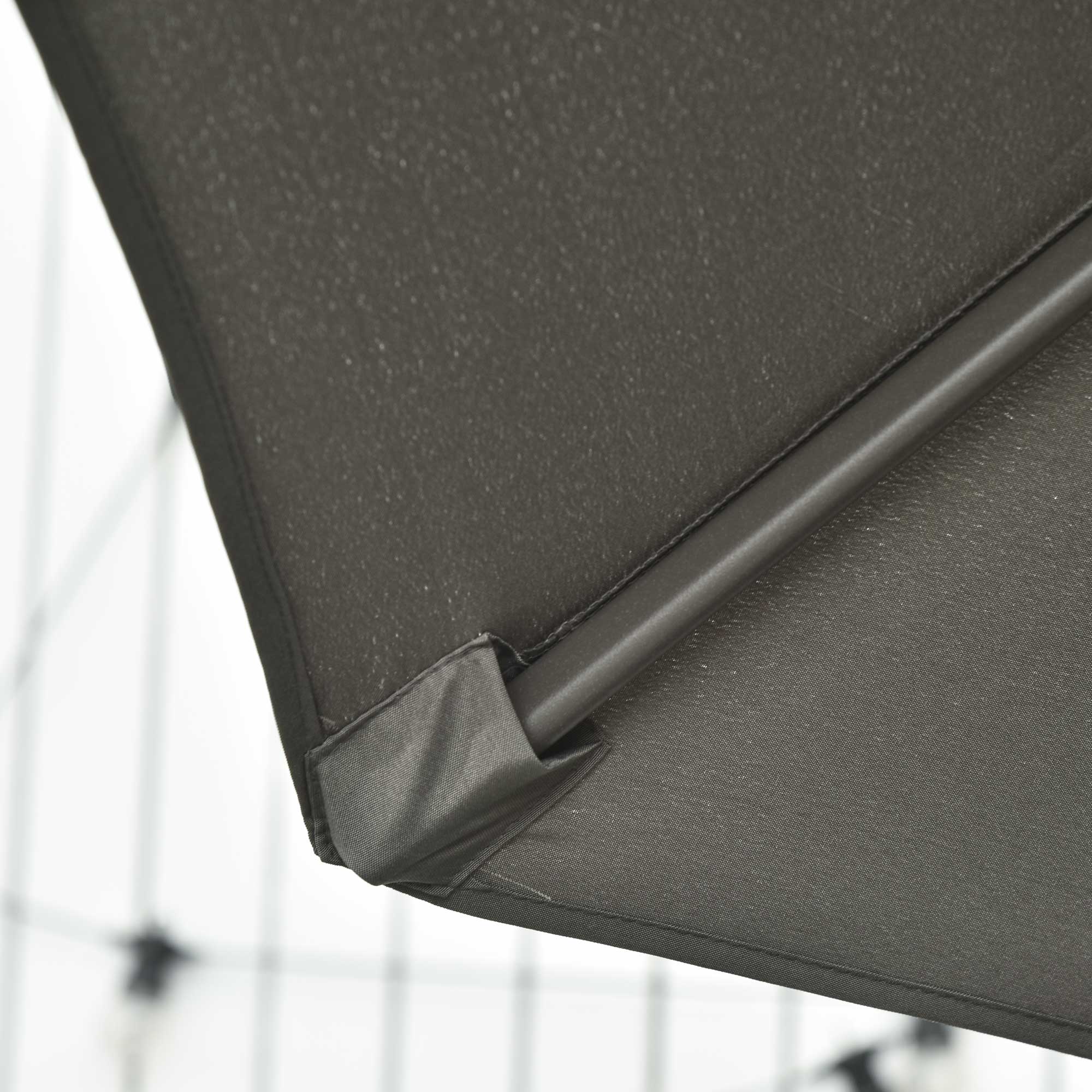 Octagonal Cantilever Tilted Patio Umbrella 360° Rotating with Cross Base and 8 Ribs Crank Handle Included Aluminum Steel Frame Ø 3 x 2.5H m Dark Gray