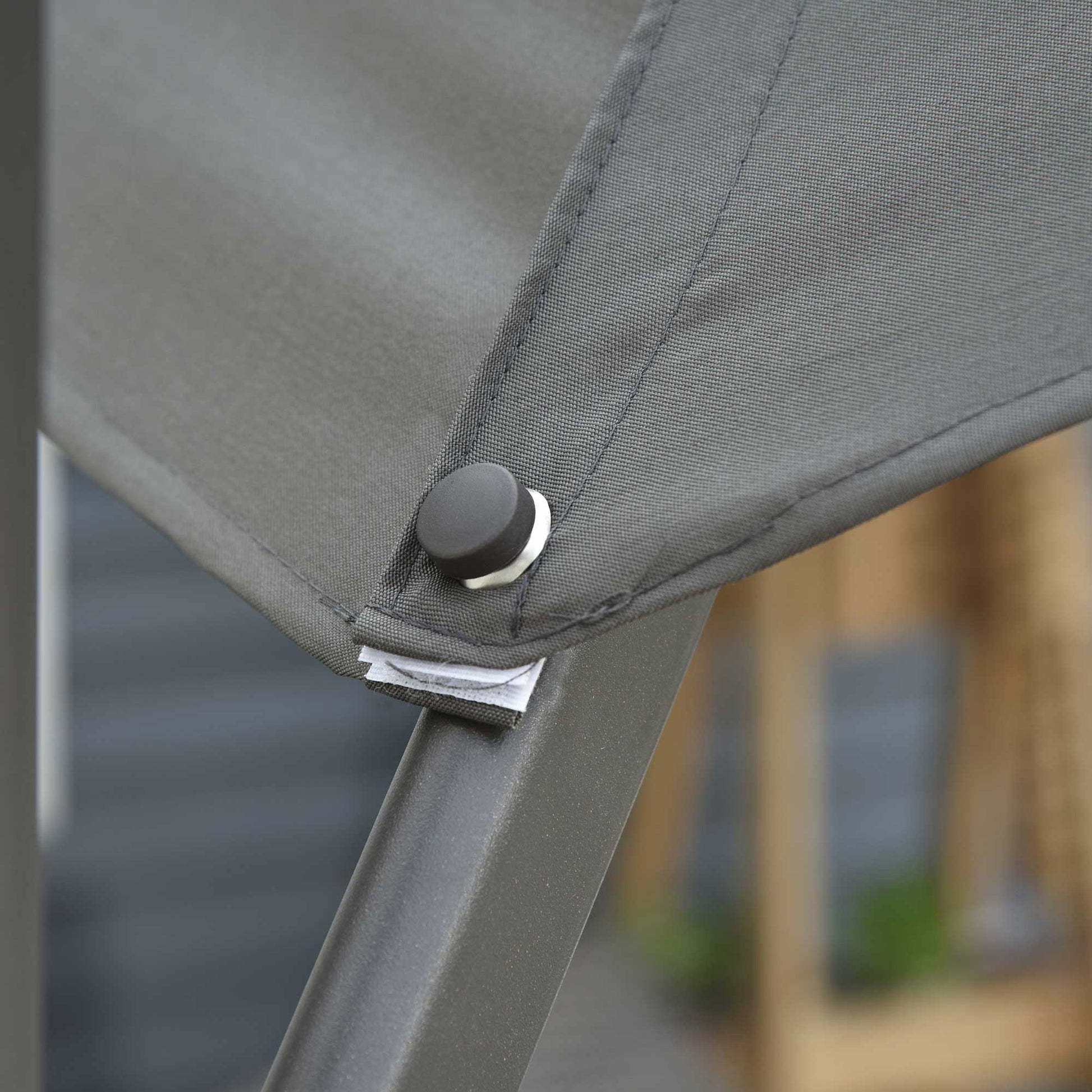 Octagonal Cantilever Tilted Patio Umbrella 360° Rotating with Cross Base and 8 Ribs Crank Handle Included Aluminum Steel Frame Ø 3 x 2.5H m Dark Gray
