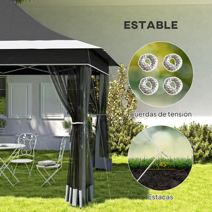 Foldable Gazebo 3.5x3.5x3 m Garden Canopy with Adjustable Height 4 Mesh Walls UV50+ Protection Waterproof and Carry Bag for Outdoor Parties Camping Dark Gray
