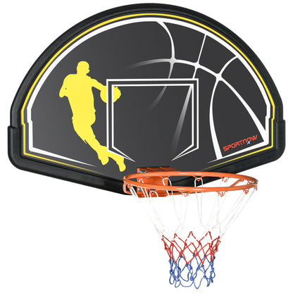 SPORTNOW Wall Mounted Basketball Hoop Backboard Rim for Indoor and Outdoor 110x90x70 cm Black and Yellow