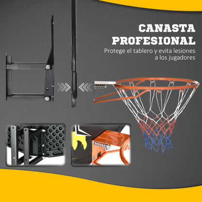 SPORTNOW Wall Mounted Basketball Hoop Backboard Rim for Indoor and Outdoor 110x90x70 cm Black and Yellow