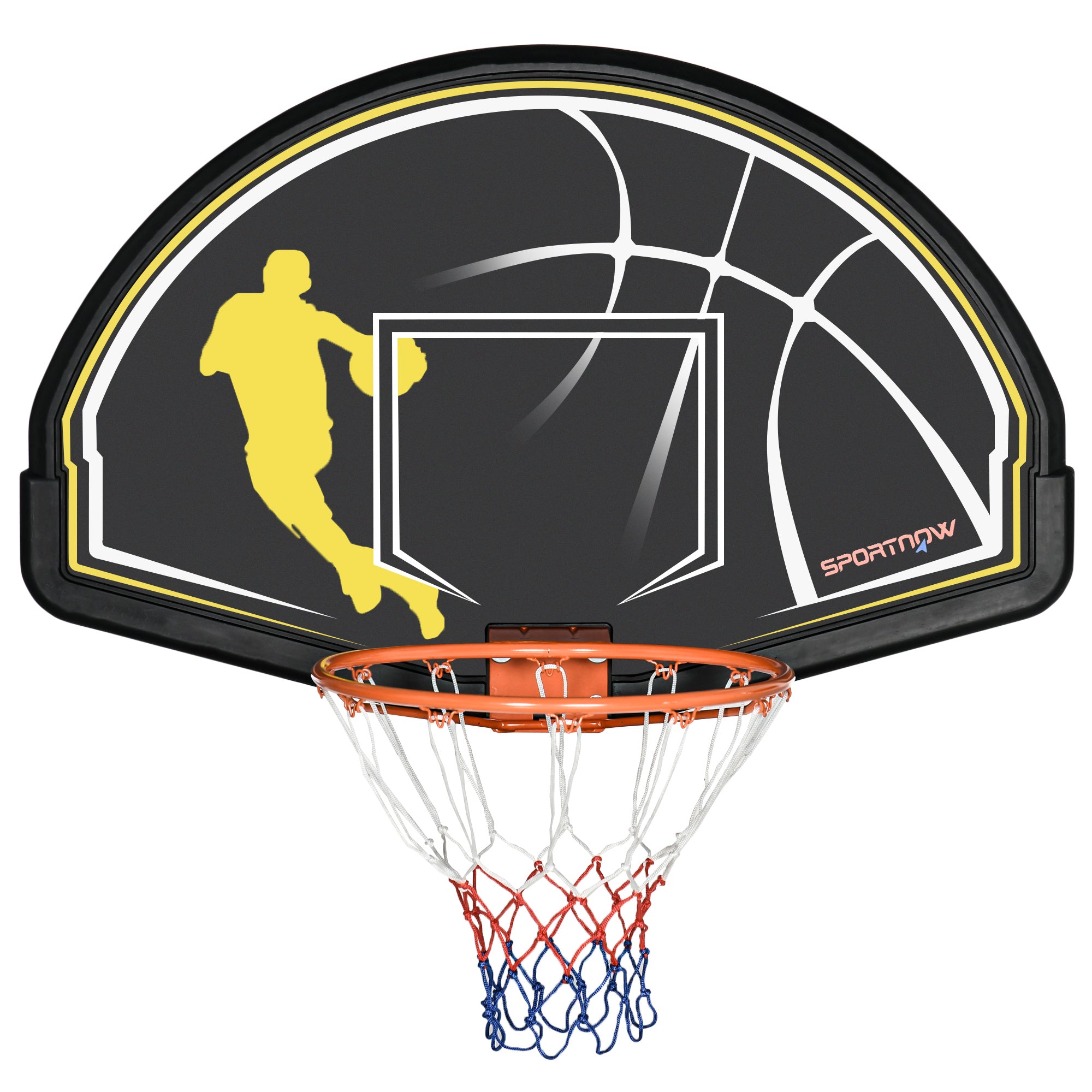 SPORTNOW Wall Mounted Basketball Hoop Backboard Rim for Indoor and Outdoor 110x90x70 cm Black and Yellow