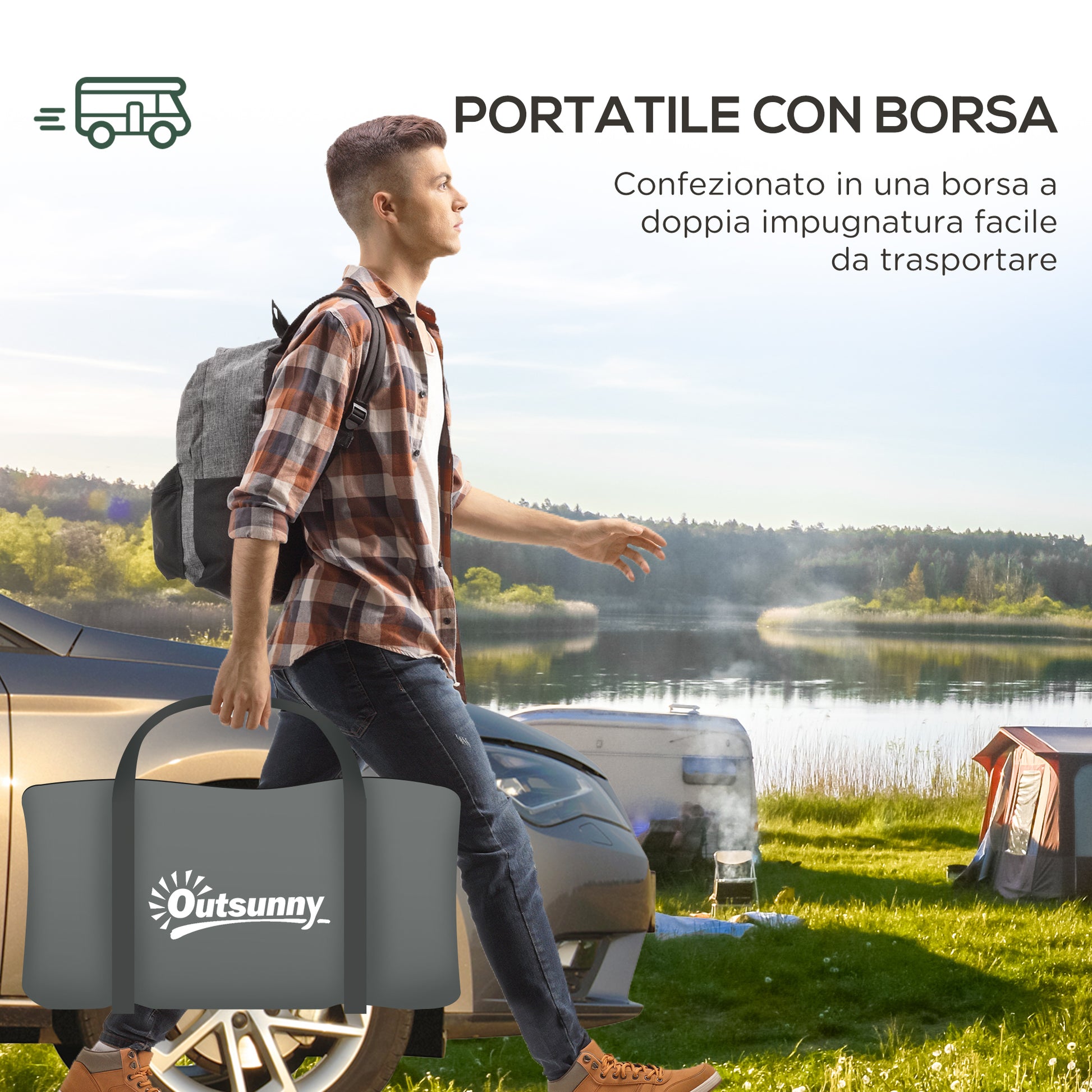 Waterproof Camping Tent with Separate Night and Day Area, Polyester Family Tent, 460x300x200 cm, Green