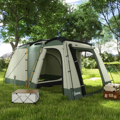 Waterproof Camping Tent with Separate Night and Day Area, Polyester Family Tent, 460x300x200 cm, Green