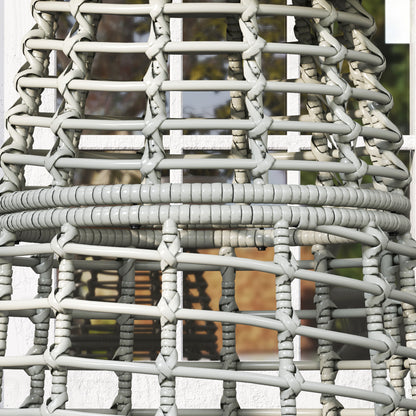 Garden Coffee Table, Round Outdoor Side Table with Resin Rattan Look Metal and Composite Plate, Ø 45 x 50 cm Gray