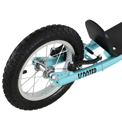 Kids Scooter for Ages 5 and Up with 2 Inflatable Rubber Tires with Dual Brake Adjustable Handlebar Supports 100 kg 135x58x88-94 cm Blue