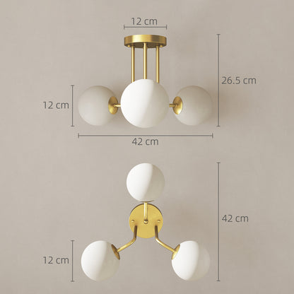 Vintage 3-Light Gold Ceiling Light with G9 Sockets for Living Room and Lounge, 42 x 42 x 26.5 cm (16.5 x 16.5 x 10.4 in), Bulbs Not Included