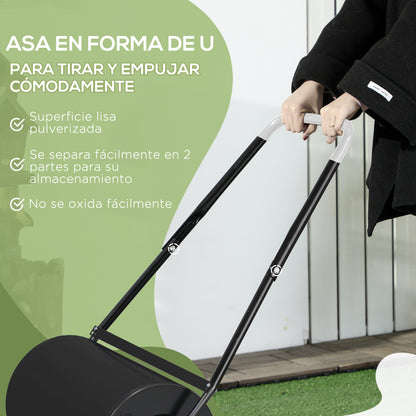 Garden Lawn Roller Steel Lawn Compactor 38L Fill with Water or Sand Roller Size Φ50x32cm Detachable Handle