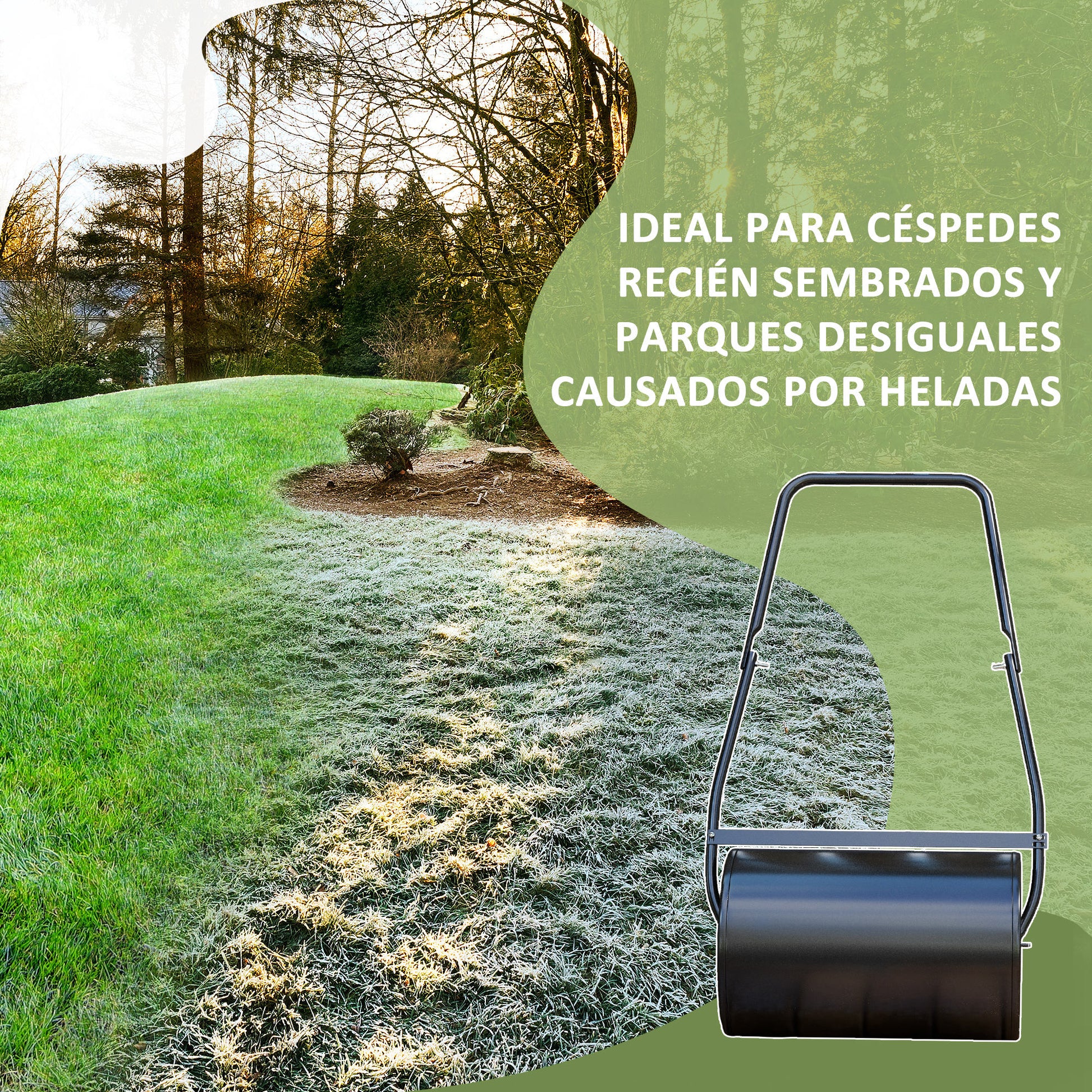 Garden Lawn Roller Steel Lawn Compactor 38L Fill with Water or Sand Roller Size Φ50x32cm Detachable Handle