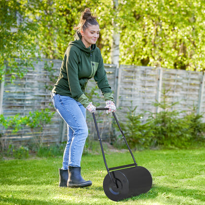 Garden Lawn Roller Steel Lawn Compactor 38L Fill with Water or Sand Roller Size Φ50x32cm Detachable Handle
