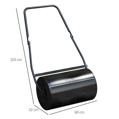 Garden Lawn Roller Steel Lawn Compactor 38L Fill with Water or Sand Roller Size Φ50x32cm Detachable Handle