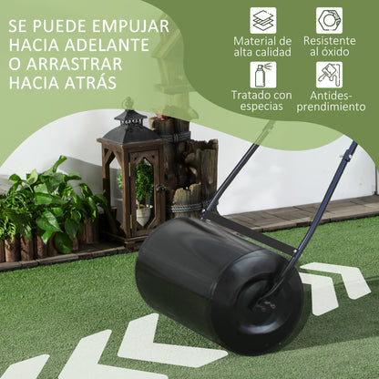 Garden Lawn Roller Steel Lawn Compactor 38L Fill with Water or Sand Roller Size Φ50x32cm Detachable Handle