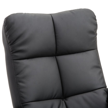 Recliner Chair with Footstool, Storage Space, Padded TV Chair with Reclining Function, 360° Swivel TV Chair for Bedroom, Living Room, Faux Leather, Black