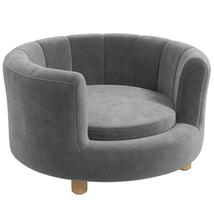 Dog Sofa Dog Couch, Washable Cover, Pet Sofa with Backrest and Wooden Legs, Cat Sofa, for small dogs under 4.5 kg, Gray