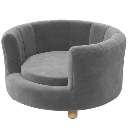 Dog Sofa Dog Couch, Washable Cover, Pet Sofa with Backrest and Wooden Legs, Cat Sofa, for small dogs under 4.5 kg, Gray