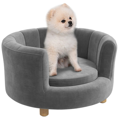 Dog Sofa Dog Couch, Washable Cover, Pet Sofa with Backrest and Wooden Legs, Cat Sofa, for small dogs under 4.5 kg, Gray