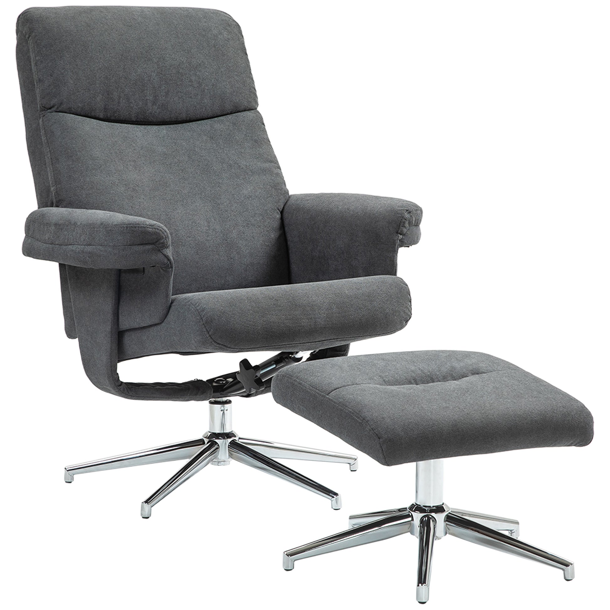 Recliner with Ottoman, Padded TV Armchair with Reclining Function, Lounge Chair with Velvet Look, supports up to 150 kg, for Living Room, Bedroom, Dark Gray