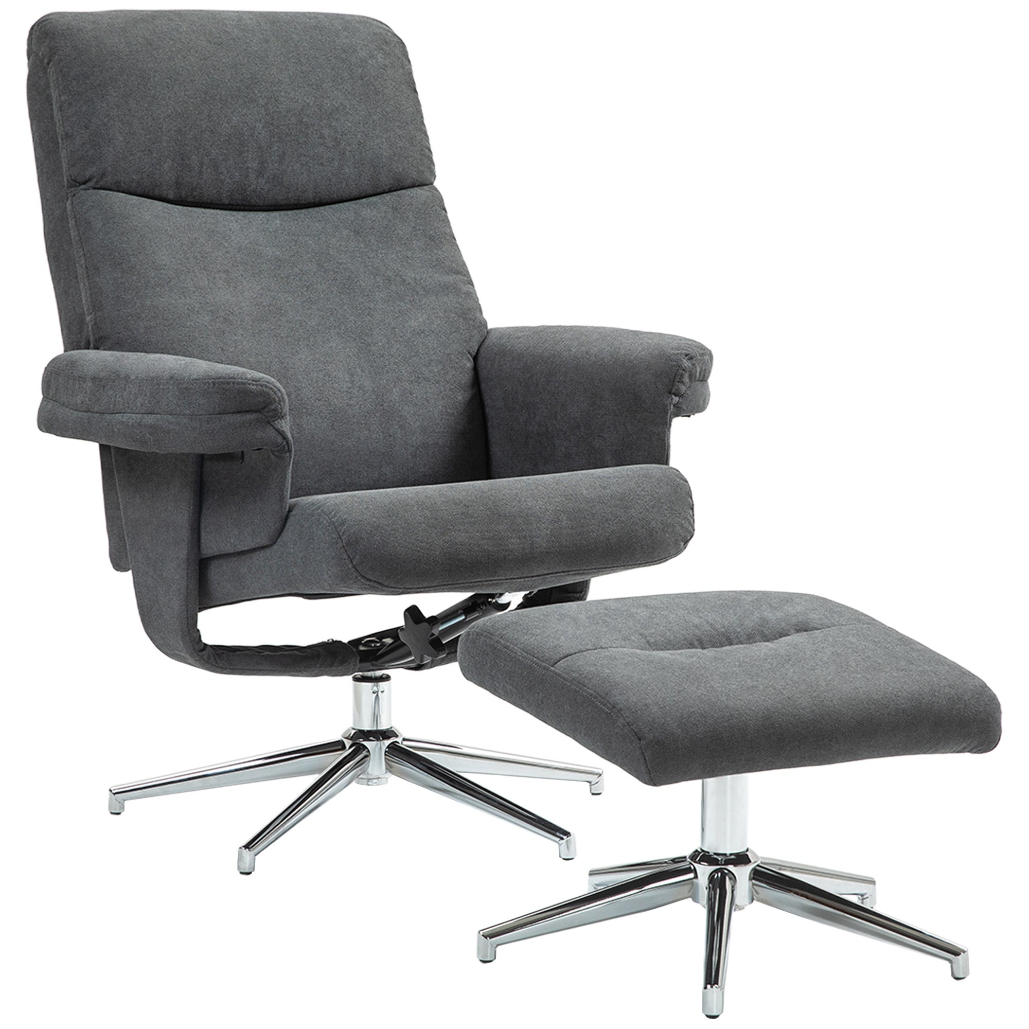 Recliner with Ottoman, Padded TV Armchair with Reclining Function, Lounge Chair with Velvet Look, supports up to 150 kg, for Living Room, Bedroom, Dark Gray