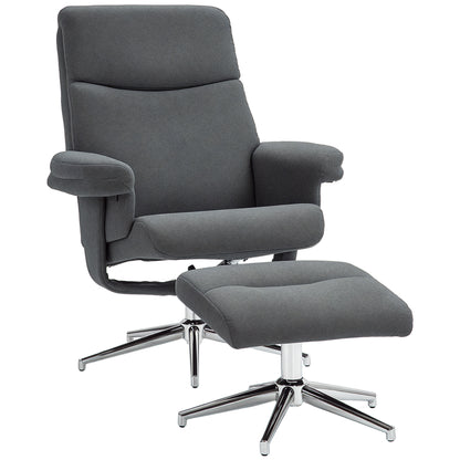 Recliner with Ottoman, Padded TV Armchair with Reclining Function, Lounge Chair with Velvet Look, supports up to 150 kg, for Living Room, Bedroom, Dark Gray