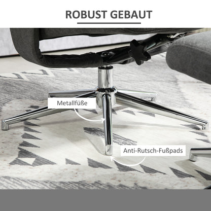 Recliner with Ottoman, Padded TV Armchair with Reclining Function, Lounge Chair with Velvet Look, supports up to 150 kg, for Living Room, Bedroom, Dark Gray