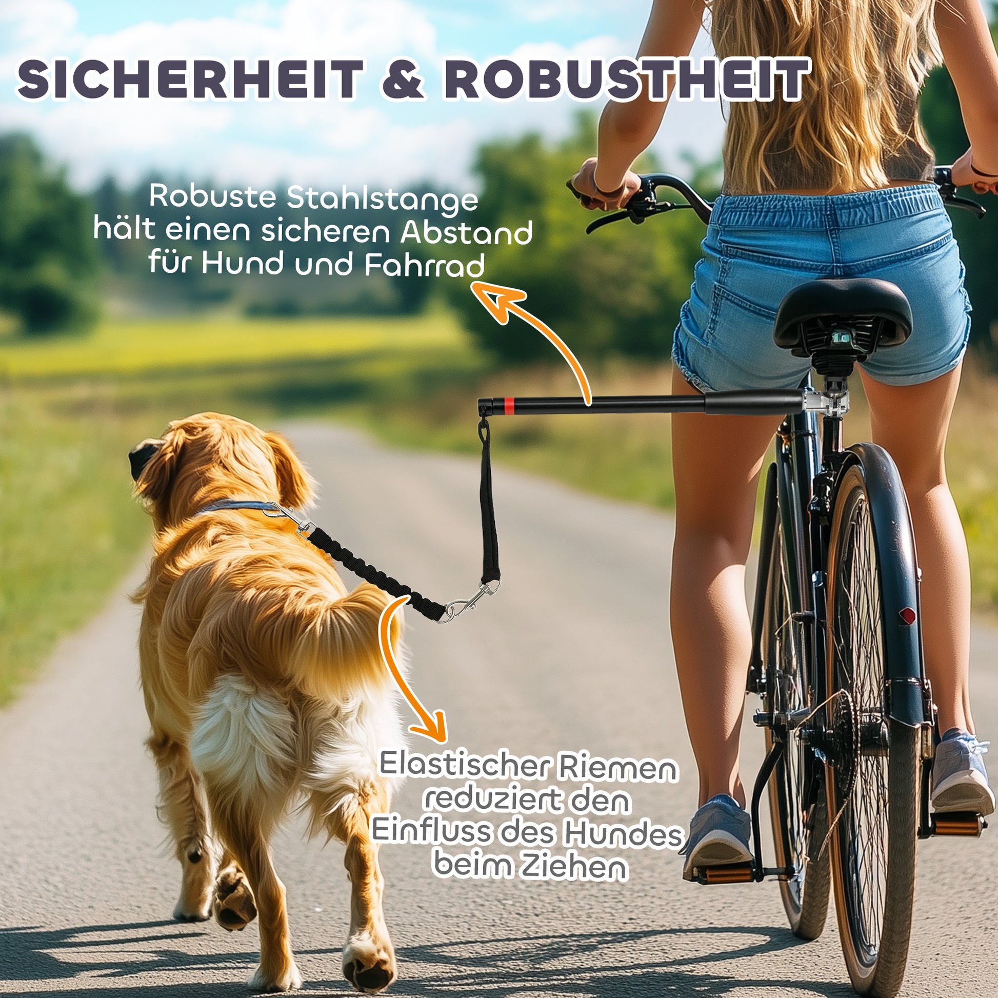 Dog Bike Leash Easy Installation and Removal Dog Leash for Bicycle, Cycling, Training, Jogging, Black