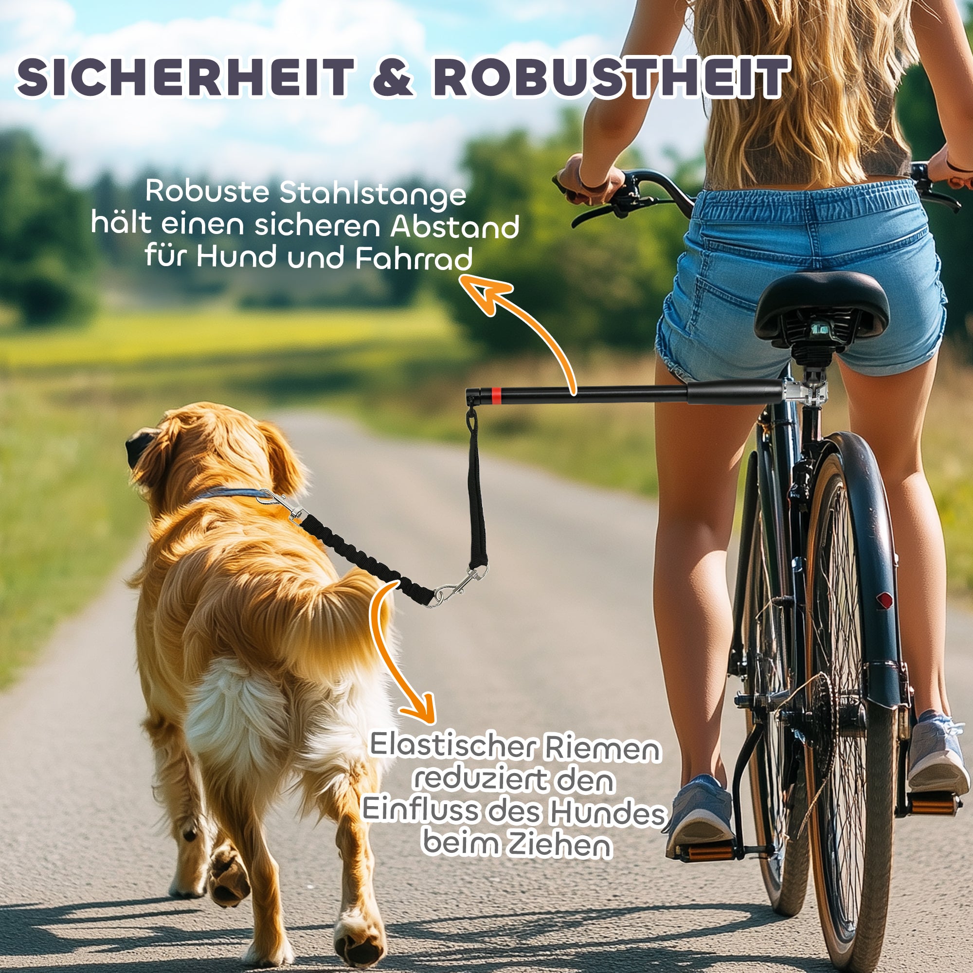 Dog Bike Leash Easy Installation and Removal Dog Leash for Bicycle, Cycling, Training, Jogging, Black