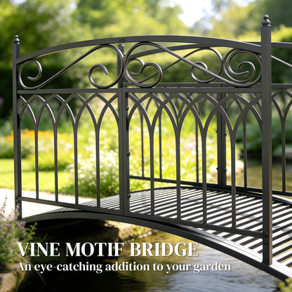 Metal Garden Bridge, 53.3 in (135.5 cm) — Antique-Style, Rust-Resistant Pond Bridge with Safety Rails