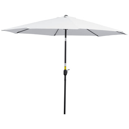 Garden Umbrella Ø295x250 cm with Crank Outdoor Parasol with Tilt Mechanism and Detachable Metal Pole for Patio Pool Terrace White