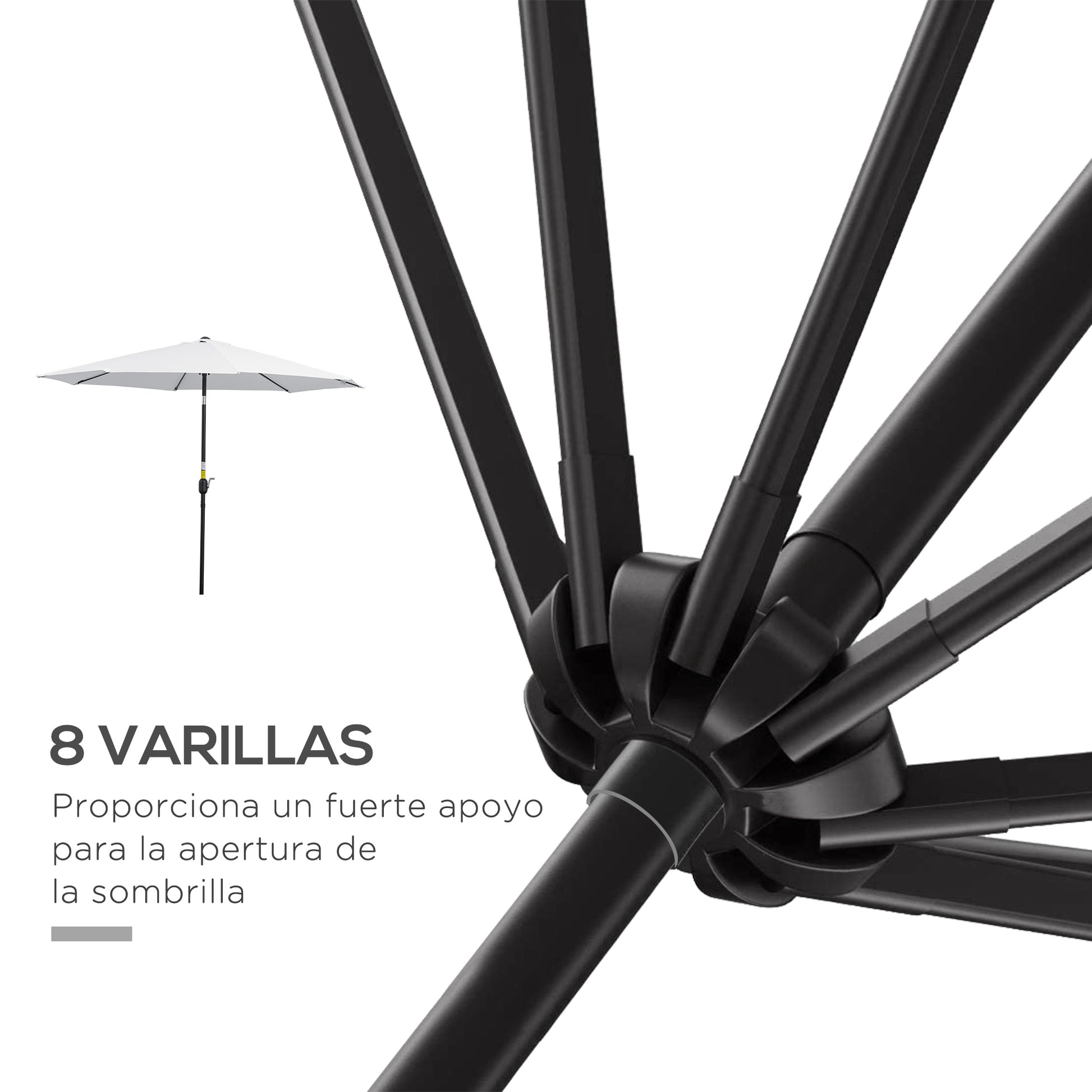 Garden Umbrella Ø295x250 cm with Crank Outdoor Parasol with Tilt Mechanism and Detachable Metal Pole for Patio Pool Terrace White