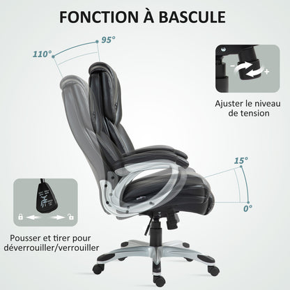 Office Chair, Desk Chair, Computer Seat, with Tilt Function, High Backrest, 360° Swivel Wheels, Adjustable Height, Brown
