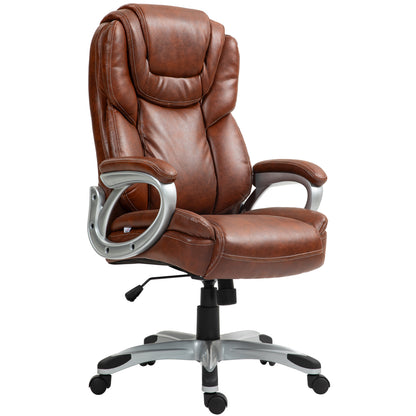 Office Chair, Desk Chair, Computer Seat, with Tilt Function, High Backrest, 360° Swivel Wheels, Adjustable Height, Brown