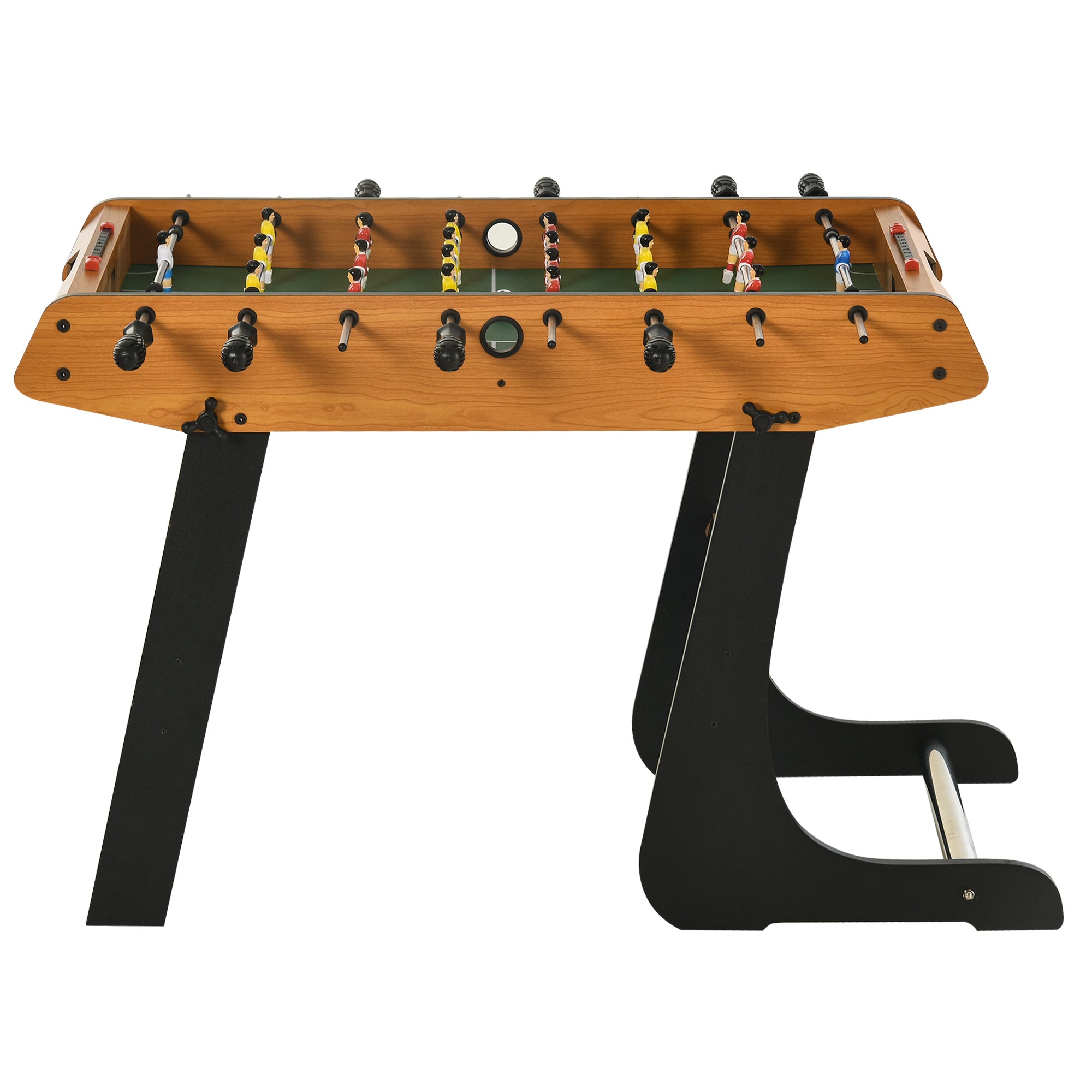 Foldable Foosball Table Soccer Game with 22 Players Foosball for Kids and Adults with 2 Scorers 98x42x62.5 cm Natural and Black