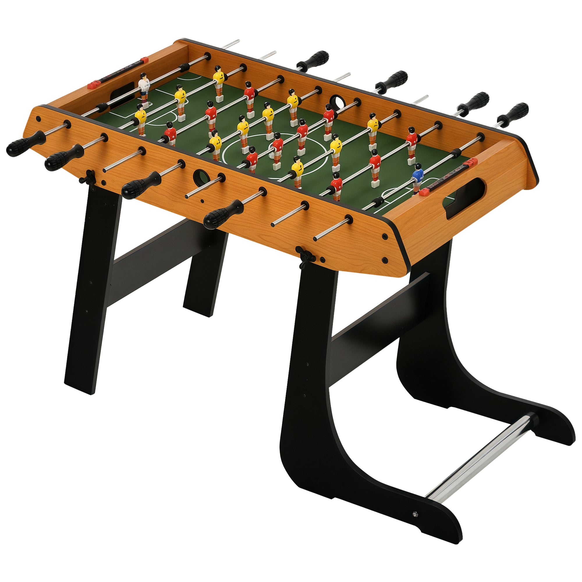 Foldable Foosball Table Soccer Game with 22 Players Foosball for Kids and Adults with 2 Scorers 98x42x62.5 cm Natural and Black