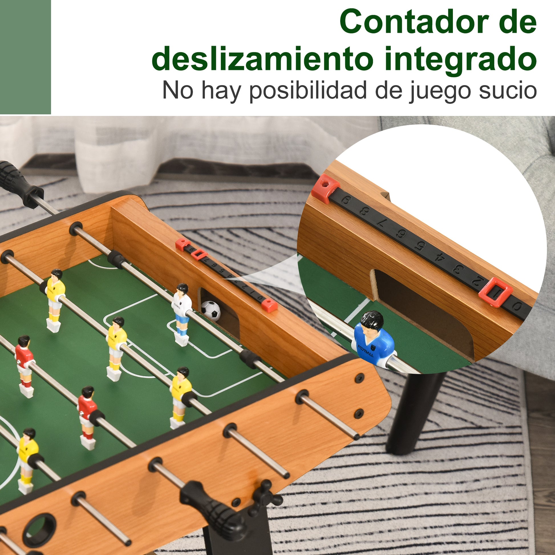 Foldable Foosball Table Soccer Game with 22 Players Foosball for Kids and Adults with 2 Scorers 98x42x62.5 cm Natural and Black